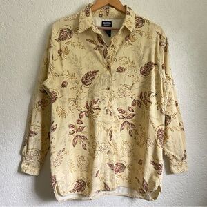 Vintage Solutions Original Botanical Print Yellow Corduroy Shirt